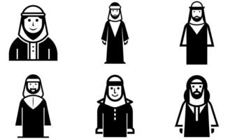 Arabian Silhouette Characters Set vector
