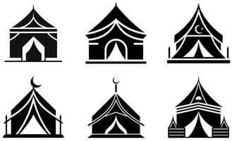 simple Silhouette of Tent Icons vector