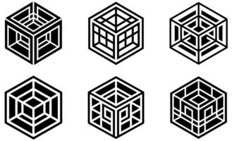 Geometric 3D Cube Line Art design vector