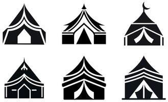 Black Silhouette of Tent Icons design vector