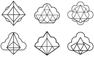 Geometric Diamond and Cloud set vector
