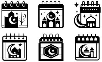 Islamic Calendar Icon Set vector