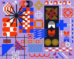 Swiss bauhaus background pattern retro futuristic illustration element, colorful, playfull, graphic event identity print art vector