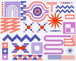 Pop art style swiss bauhaus colorful, playfull, background retro illustration element, graphic event identity print art editable vector