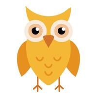 Owl flat orange colors icon on white background. Bird illustration for web design. vector
