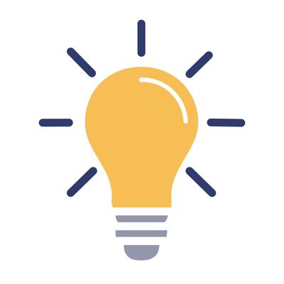 Abstract thinking or idea icon. Blue and orange color light bulb illustration.