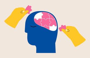 Mental health concept. Psychotherapy and solving mental problems. Colorful illustration vector