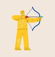Man shooting with bow. Colorful illustration vector
