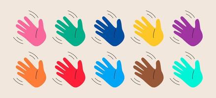 Waving hand. Gesture of greeting or goodbye. Colorful illustration vector