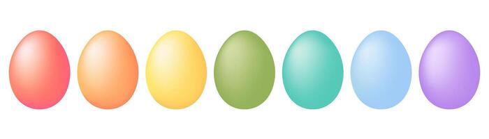 Colorful Easter Eggs Set. A vibrant collection of seven gradient Easter eggs in various colors. Perfect for Easter designs, invitations, or crafting projects vector