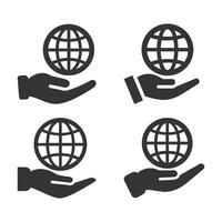 Set of Hands cradle the global planet Earth, a sphere symbolizing worldwide internet communication and international business vector
