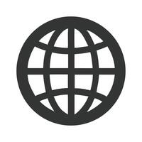 This metal internet button features a 3D earth globe icon, a global symbol for web design and international business vector