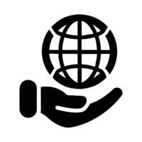 Hands cradle the global planet Earth, a sphere symbolizing worldwide internet communication and international business vector