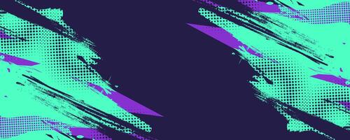 Abstract Sport Background with Cyan and Purple Brush Strokes and Halftone Style vector