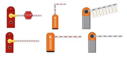 Boom Gate and Barrier Arm Icons. Raised and Lowered Security Bar Set vector