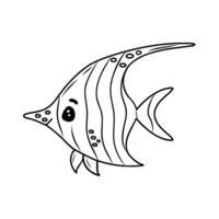 Illustration of a fish. Contoured black and white illustration of a fish isolated on a white background. It can be used in coloring book, web design, marine illustration, mascot vector