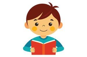 A happy boy holding a red book and smiling vector