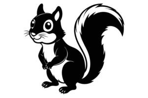 black silhouette of squirrel vector