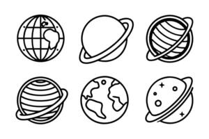 Earth Globe Views Simplified Outline Icons vector