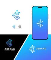 Modern Tech Letter C Logo Design for Mobile App Branding vector