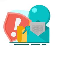 concept of being alert to data theft on devices. flat style illustration. vector