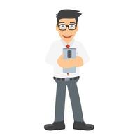 A man with a phone. A player is playing a game on a smartphone vector