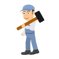 A worker with a hammer. Handyman vector