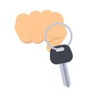 The hand holding the keys. Twisting a car key on your finger vector