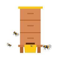 An apiary with bees. Beekeeping vector