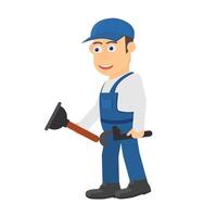 Plumber. Plumber with plunger and wrench vector
