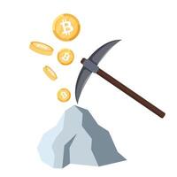 Mining. The concept of bitcoin mining cryptocurrency vector