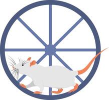 A hamster runs in a wheel. Pet animal vector