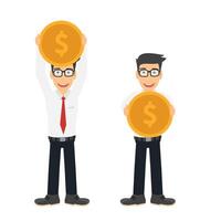 The man with the coin. Investor with money vector