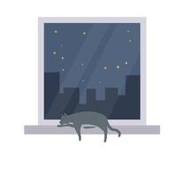 Cat. A cat is resting on the windowsill vector