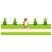 Man runs along a path in the forest. A man is running, vector