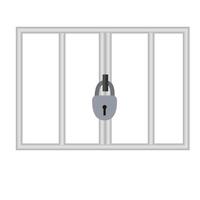 A grate with a lock. Fence door with lock vector