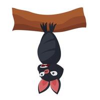 Bat. An animal bat sleeps on a tree branch vector