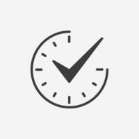 time, timer, clock check mark icon symbol sign vector