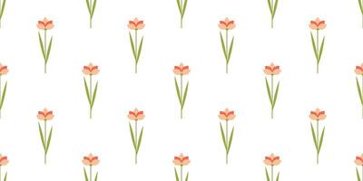 Abstract flower seamless pattern on white background. Pretty floral background for print. Flat minimalist design vector