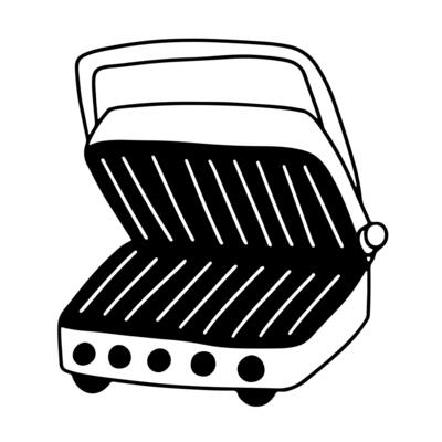 Electric grill sketch. Kitchen tool hand drawn isolated
