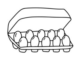 Eggs in box doodle sketch vector