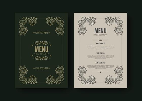 retro Menu Layout with ornamental Elements