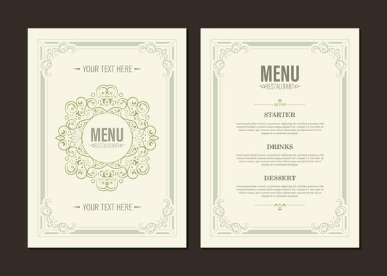 Menu Layout with ornamental Elements template