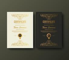 Luxury white and gold certificate with gold frame vector