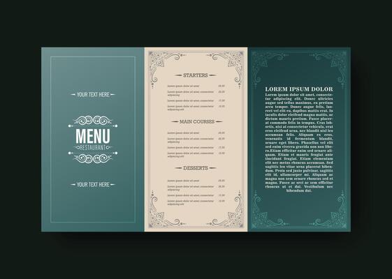 Menu Layout with ornamental Element design.