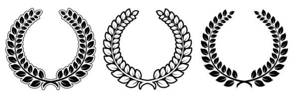 laurel wreath, set of black and white illustration isolated on white background vector