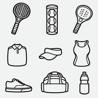 set of tennis with outline style good for icon, symbol, element design, coloring book, coloring page, etc vector