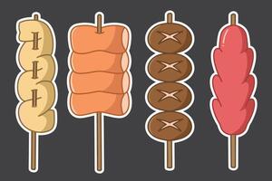 set of korean food good for sticker, badge, element design, icon, print design, etc vector