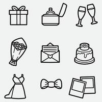 set of marriage with outline style good for symbol, icon, element design, coloring page, coloring book, etc vector