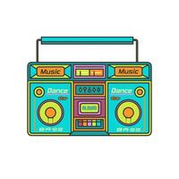 Old multi-colored tape recorder. vector